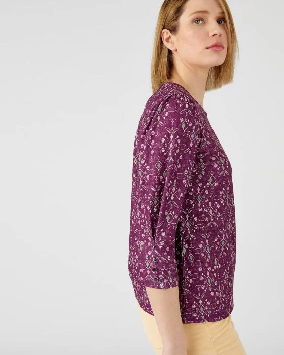 Tee-shirt en jacquard fantaisie, manches 3/4