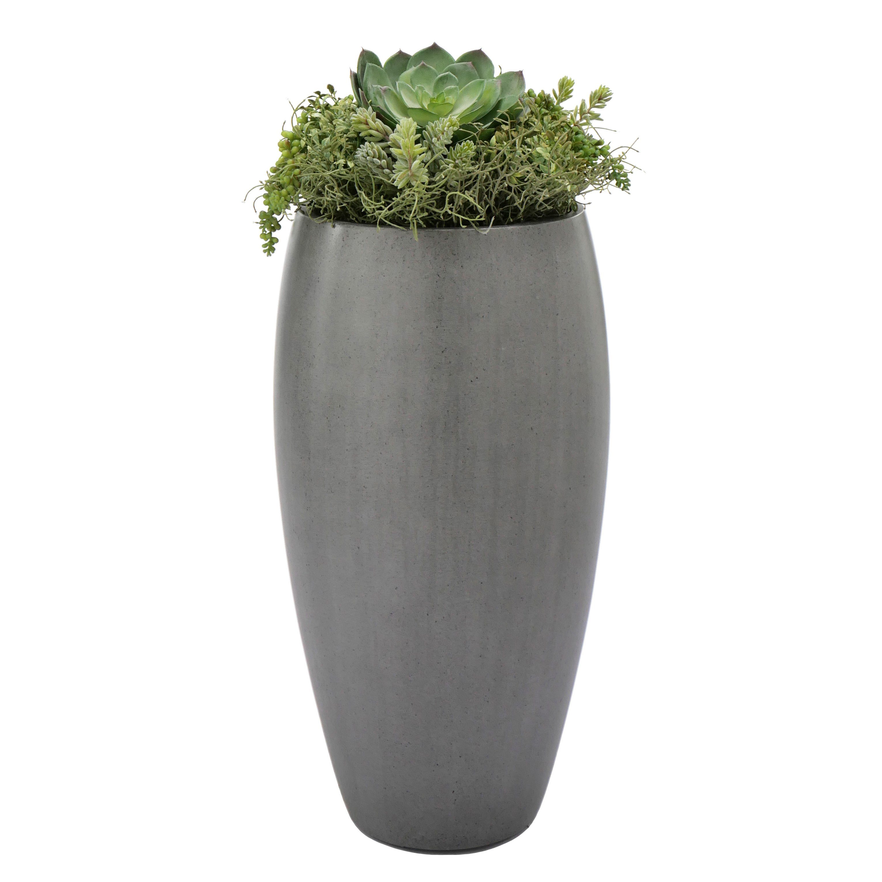 Flingora Bodenvase Cinthia, mit Einsatz - Fiberglas - Indoor & Outdoor - Staubgrau - Höhe 65 cm