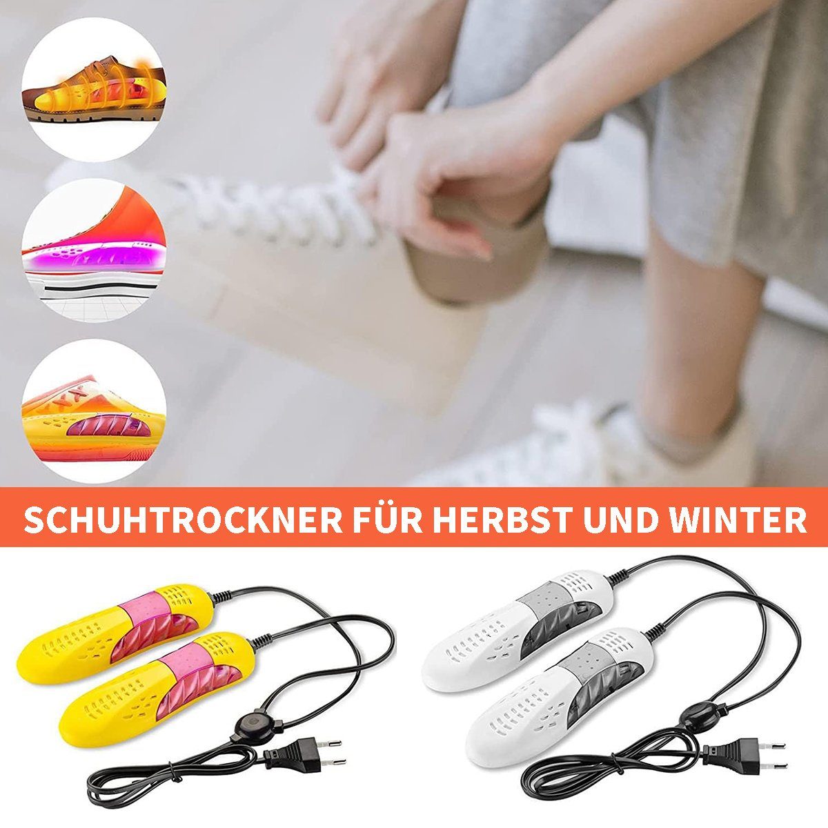 Yoyaxi Schuhtrockner Elektrischer Schuhheizer, Wärmetrockner mit UV-Licht, Wärmer, schnell trocknend für Regen