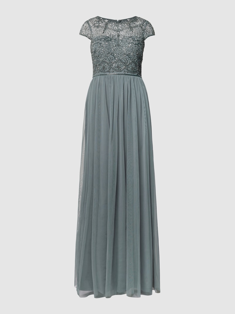 Abendkleid mit Ziersteinbesatz in bottle