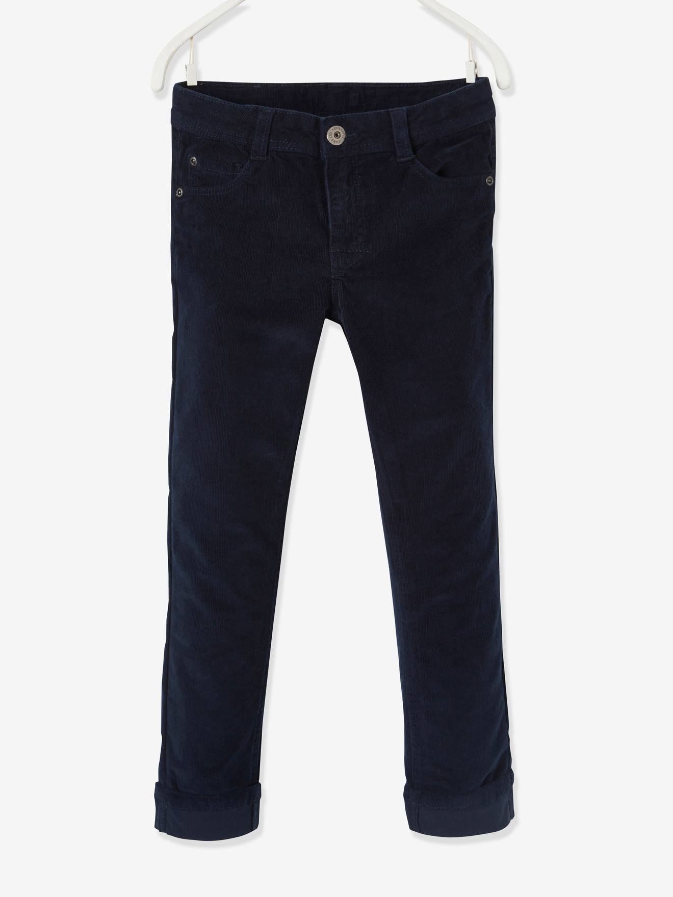 Pantalon slim velours garçon encre
