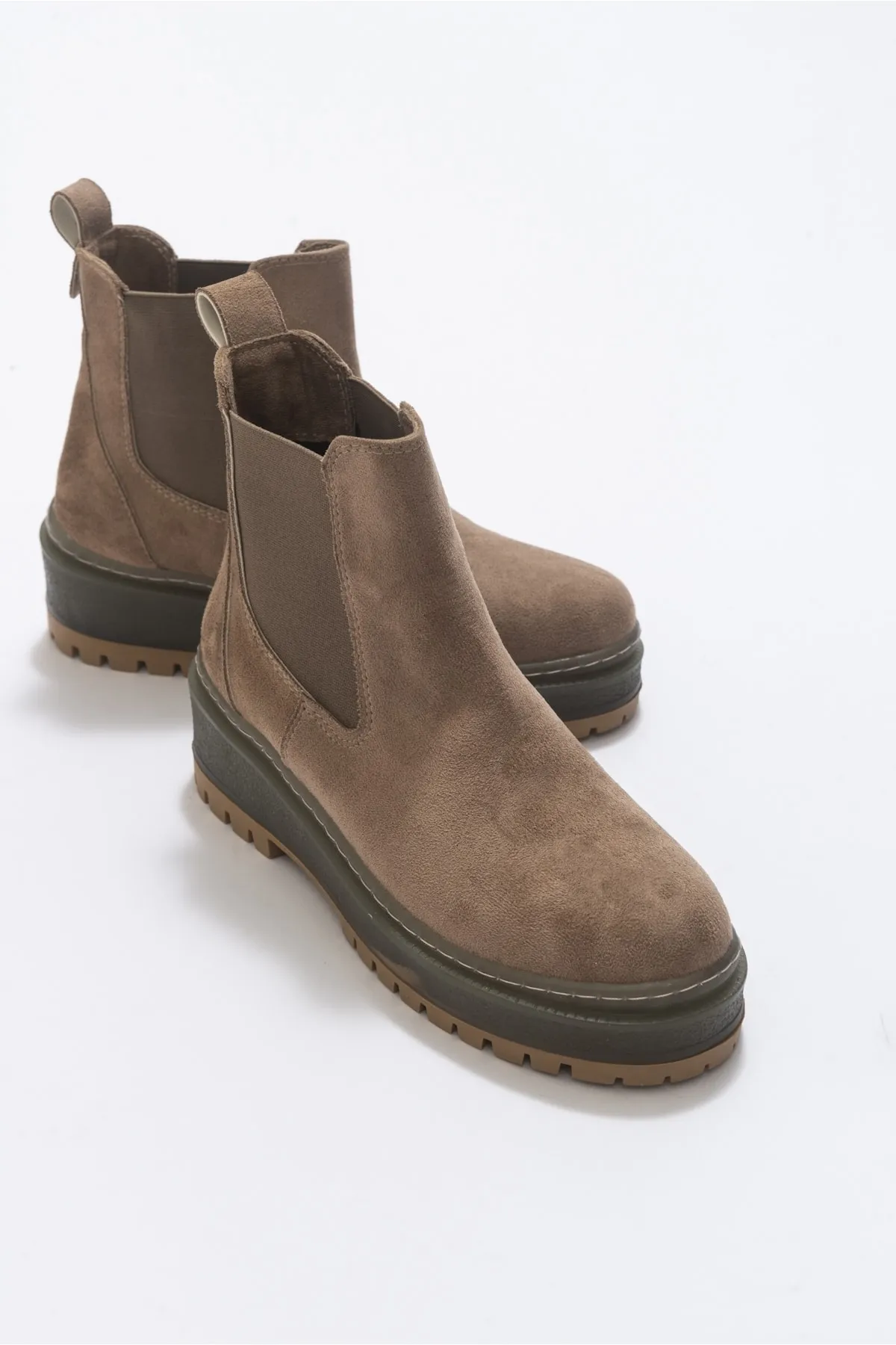 LuviShoes  4120 Damenstiefel aus dunkelbeigem Wildleder