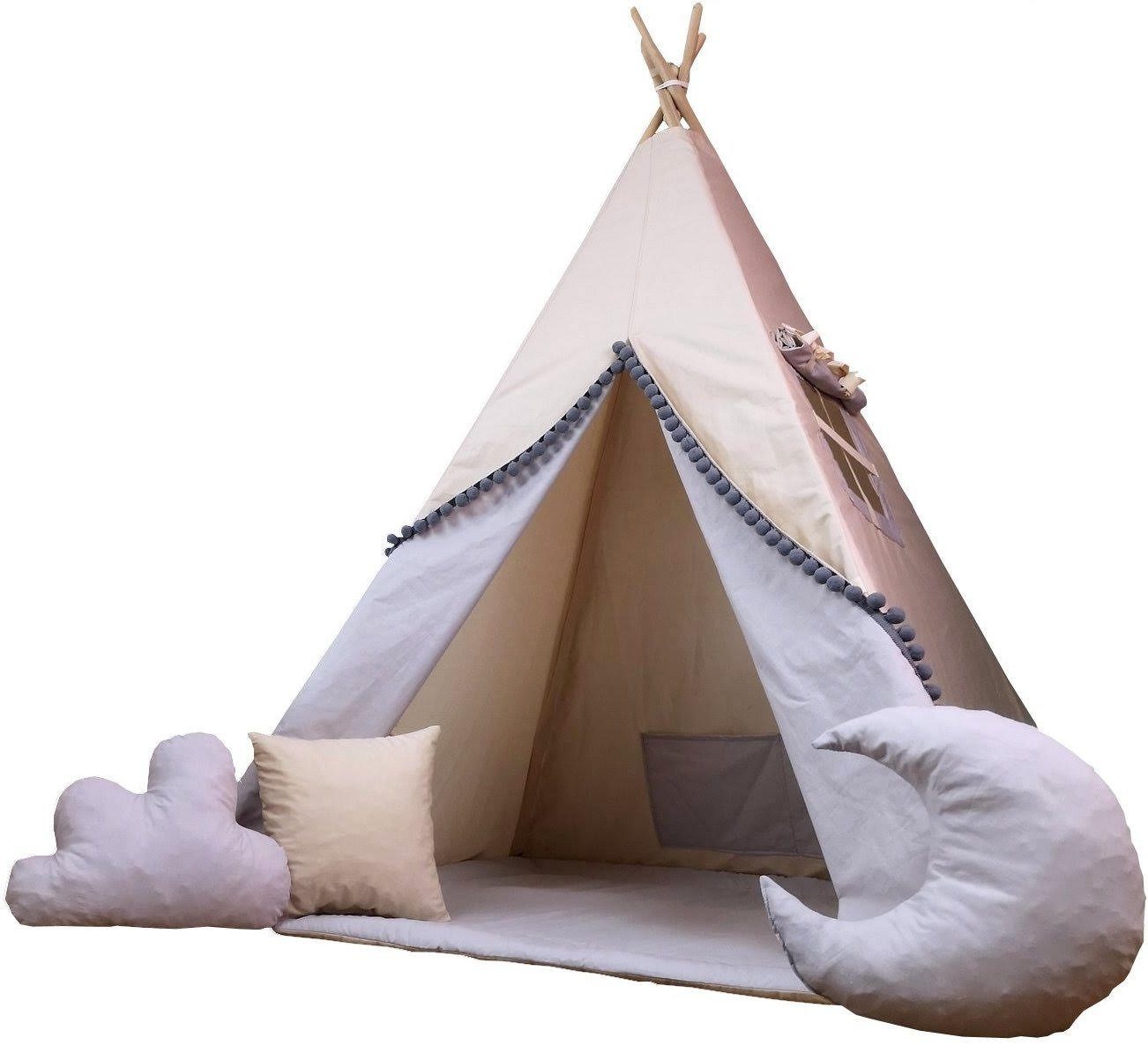 Pamek Tipi-Zelt Kinder Tipi Spielzelt, Teepee, Zelt, Tipizelt, Spielset für Kinder, Personen: 2 (9 tlg), Sehr angenehmes Material