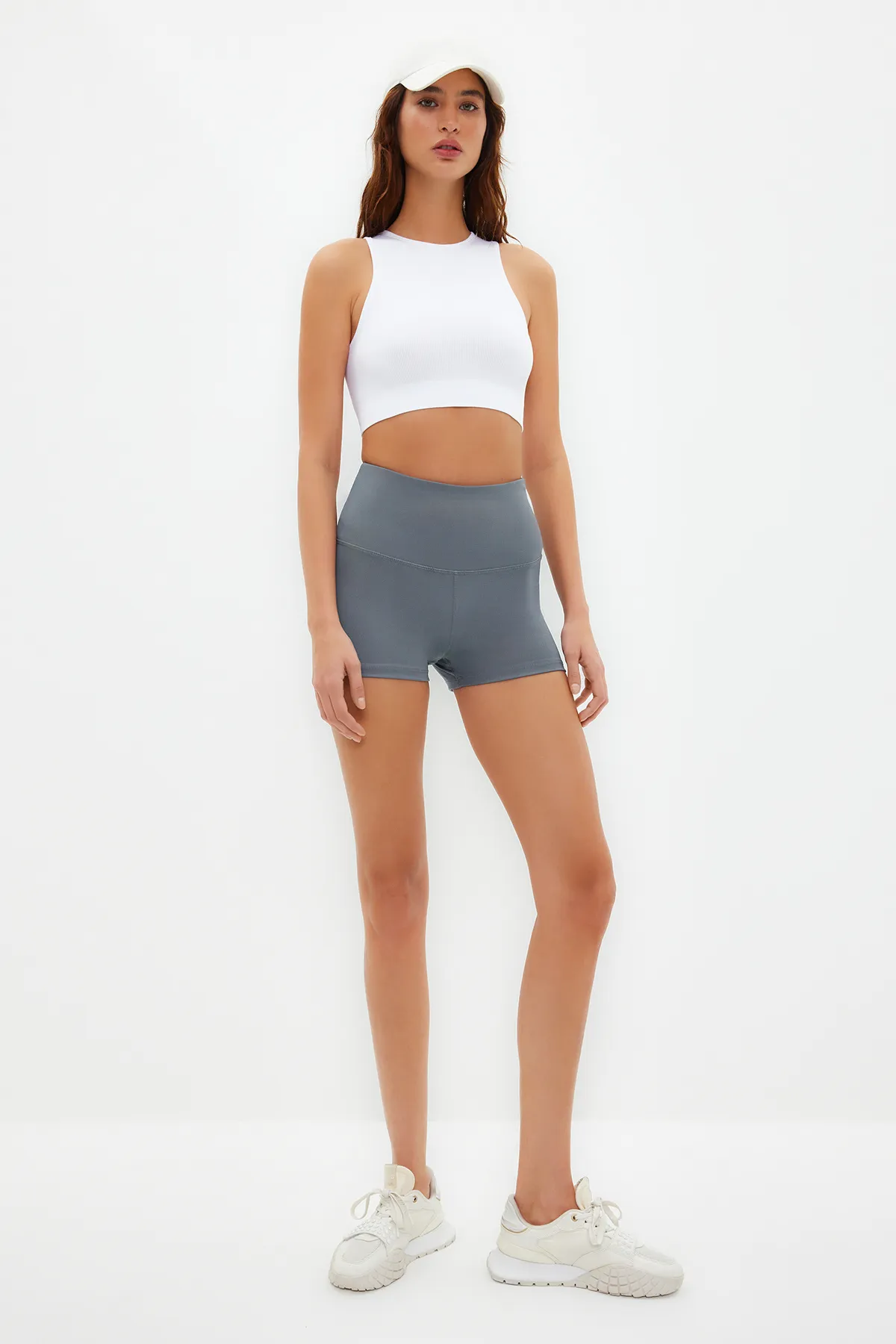 Trendyol Collection  Anthrazit Restorer Taillenreflektor Bedruckte Strick-Sport-Extra-Shorts/Kurze Leggings THMSS23TY00019