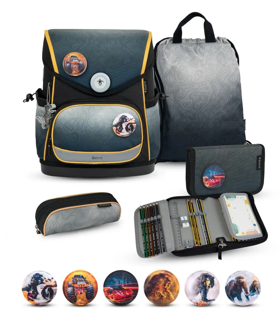 Belmil Premium Compact Plus Schulra﻿nzen-Set 5-tlg - Black Grey