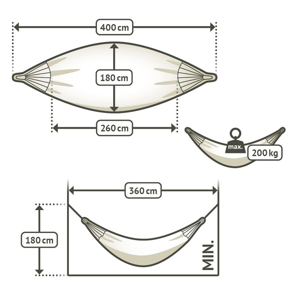 La Siesta Hängematte Kingsize Hängematte Modesta Olive grün La Siesta Bio Baumwolle Tuchhängematte, Hochwertige Qualität