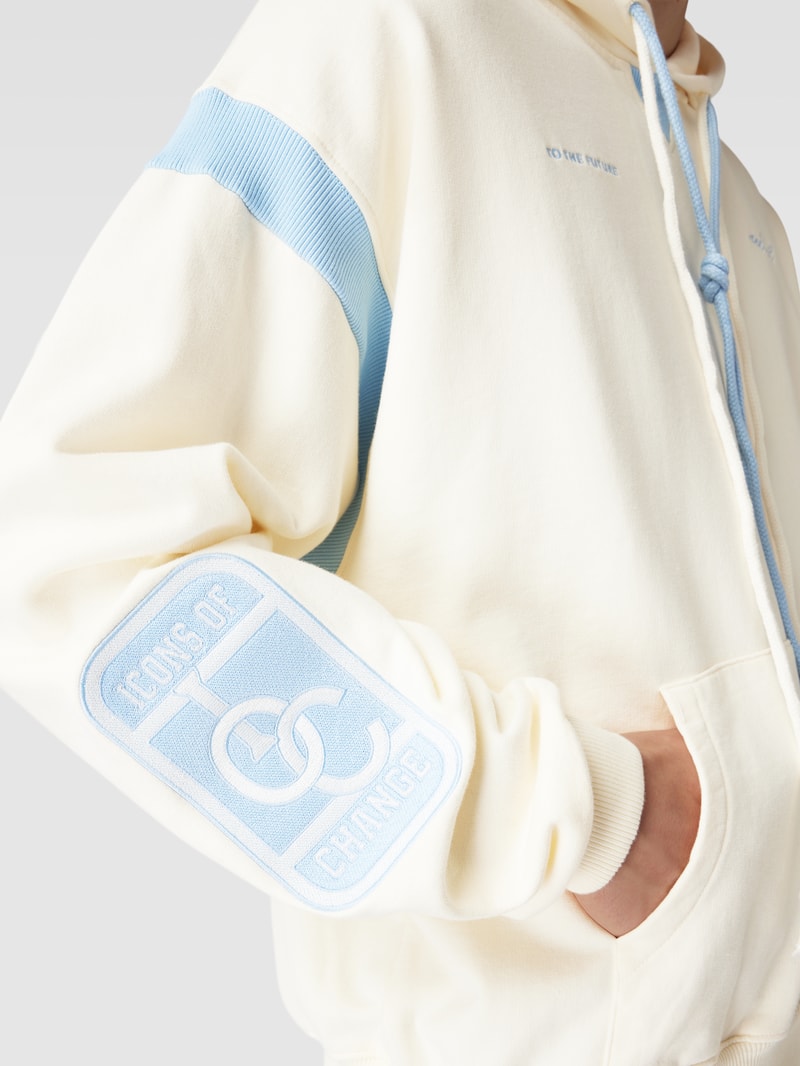 Hoodie mit Label-Stitching in offwhite