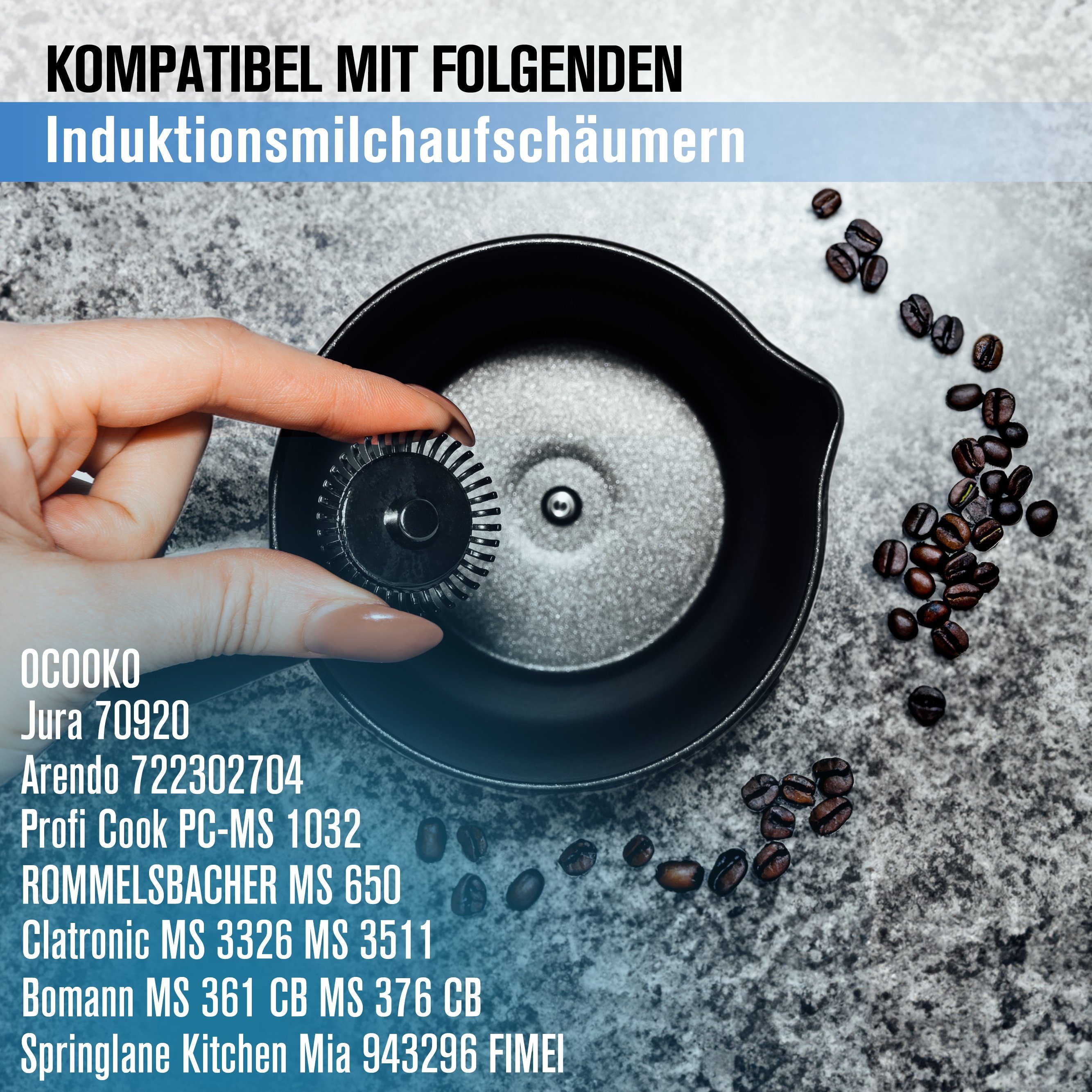 Piebert Milchaufschäumer 2x Quirl 39179 für Induktionsmilchaufschäumer kompatibel mit Clatronic