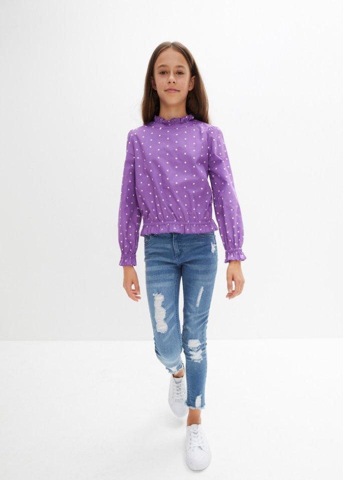 Mädchen Bluse mit Stehkragen