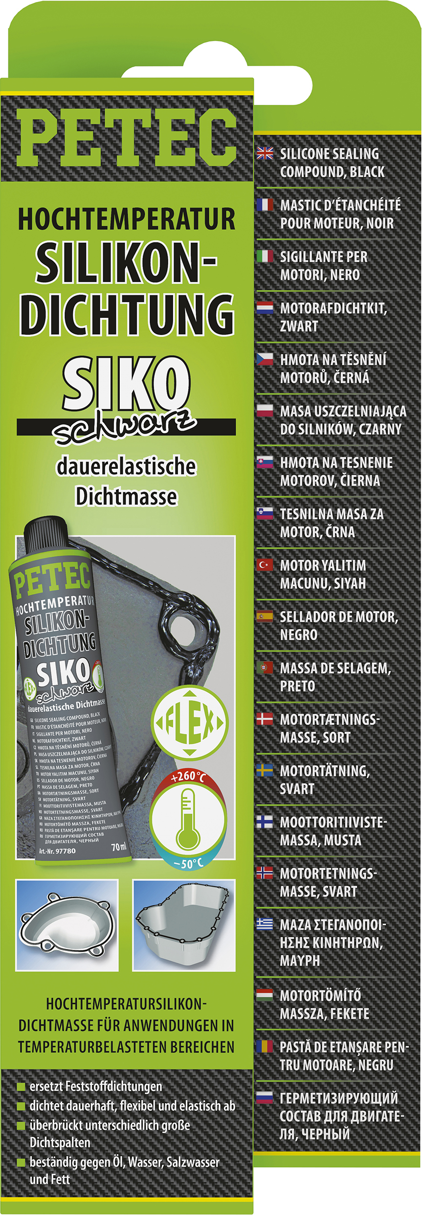 Petec Hochtemperatur-Silikondichtung, dauerelastisch, 70 ml  - ATU