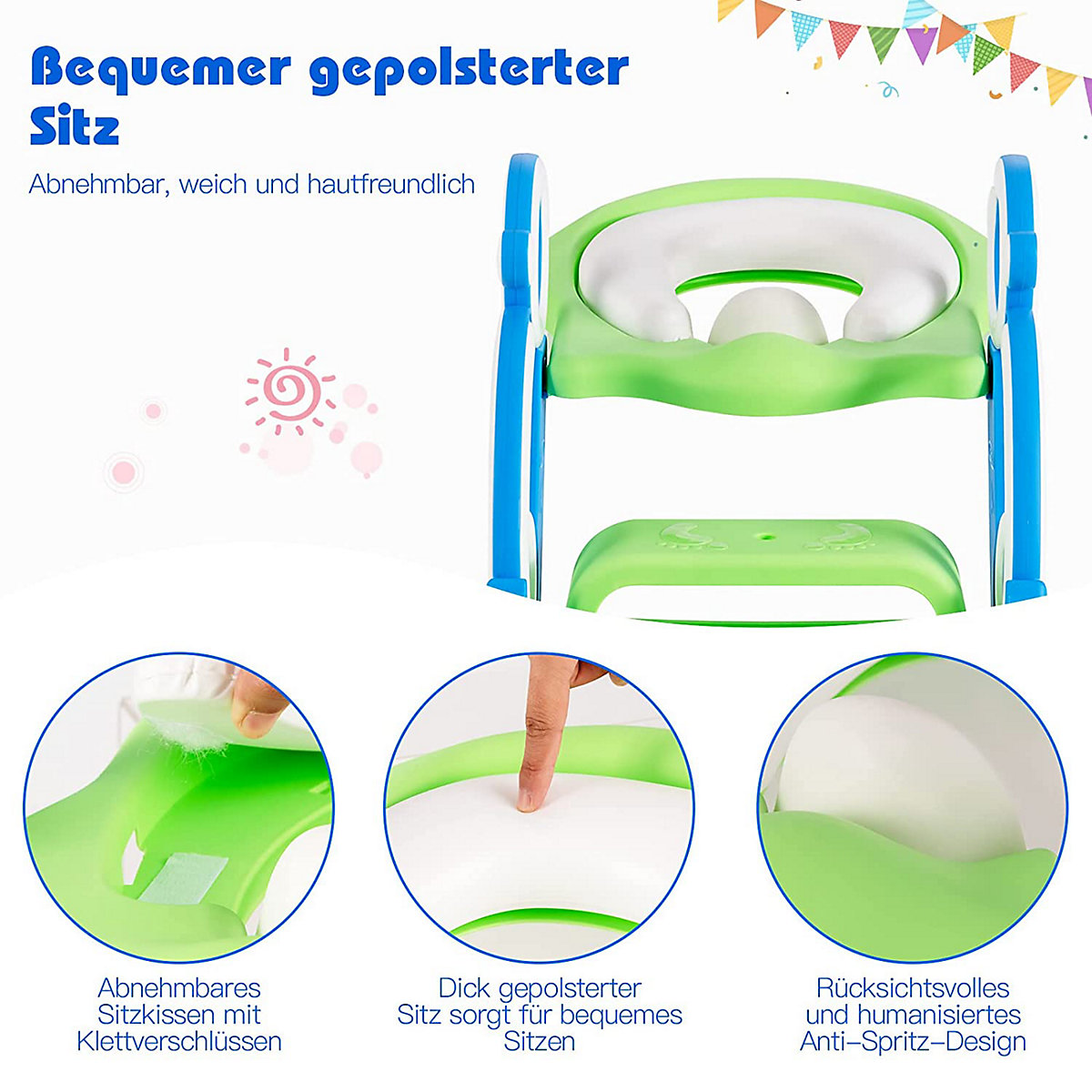Toilettentrainer höhenverstellbar mit Leiter und Griffe