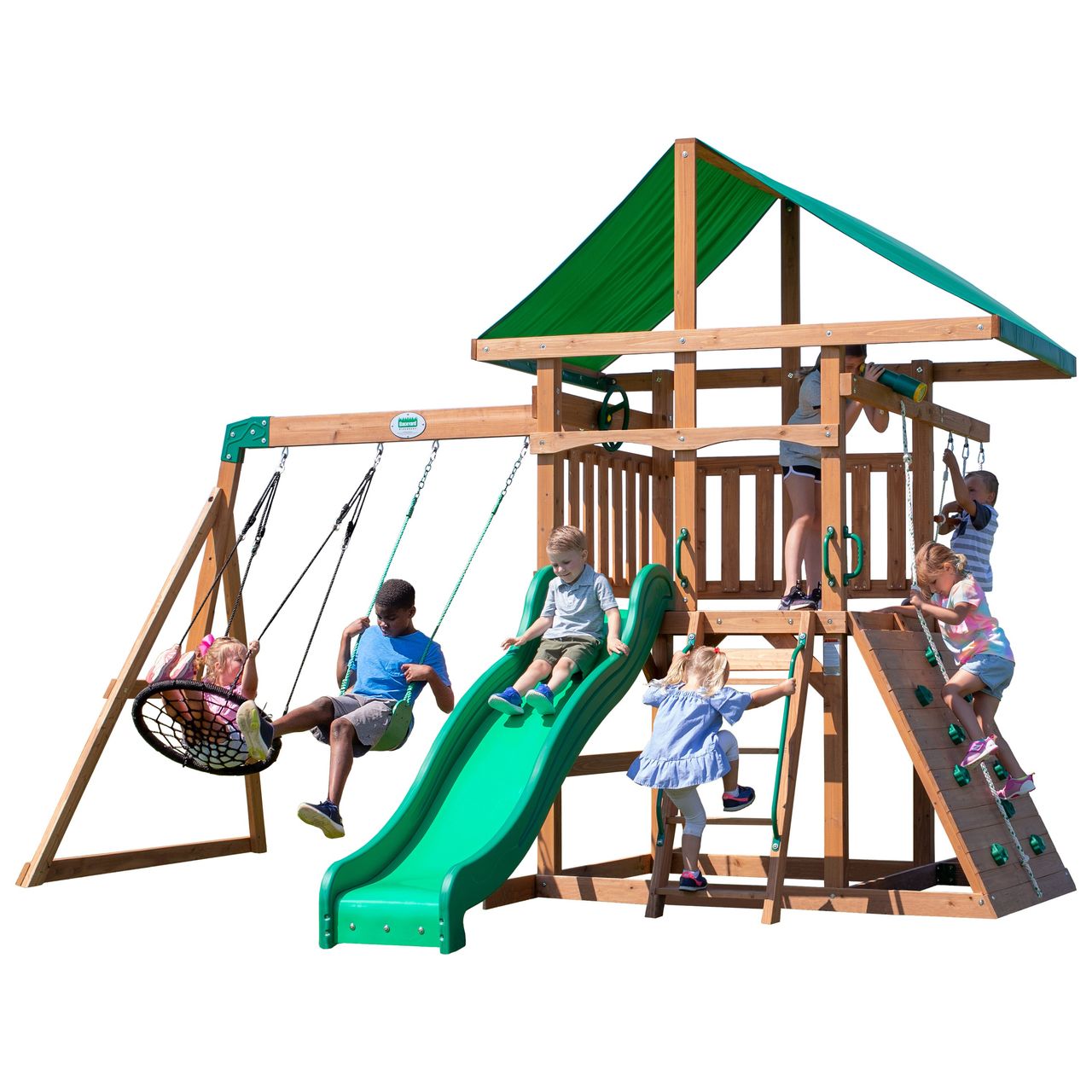 Backyard Discovery Grayson Peak Spielturm mit Schaukeln, Rutsche und Kletterwand