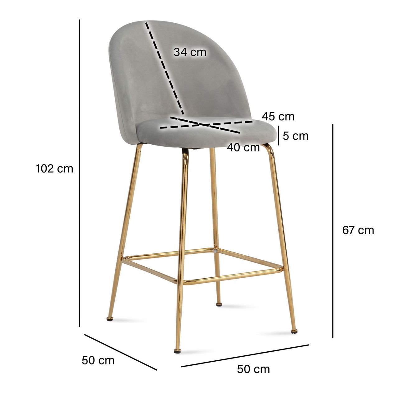 Wohnling Barhocker 2er Set Samt