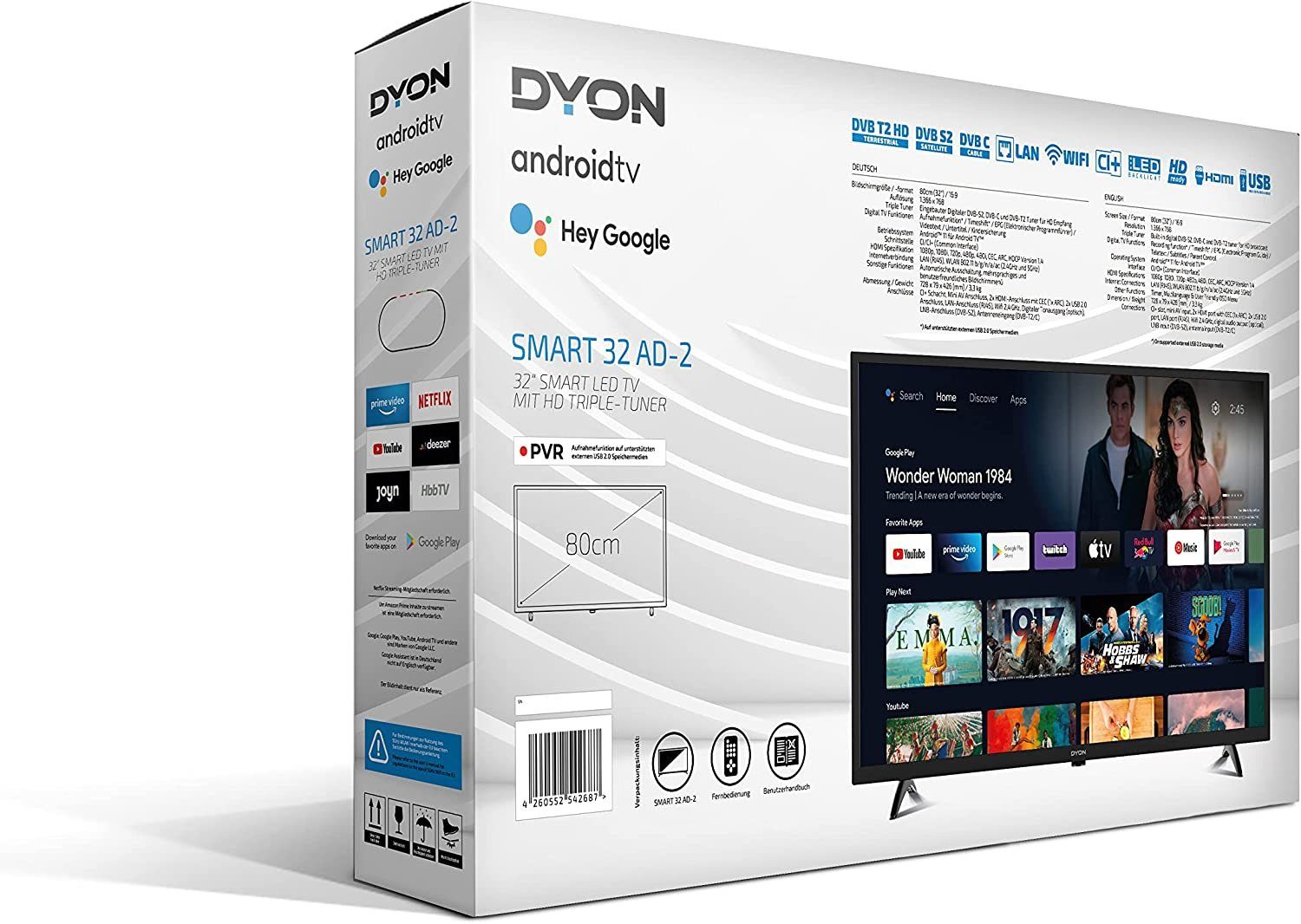 Dyon Smart 32 AD-2 LED-Fernseher (80 cm/32 Zoll, HD-Ready, Android TV)