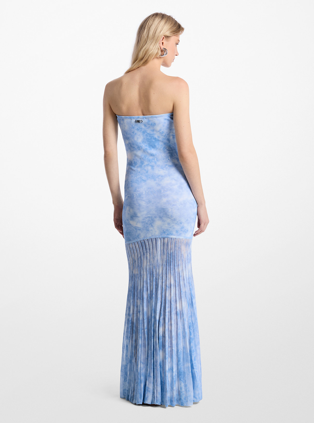 Tie-Dye Stretch Strikket Transparent Stroppeløs Kjole - CHAMBRAY