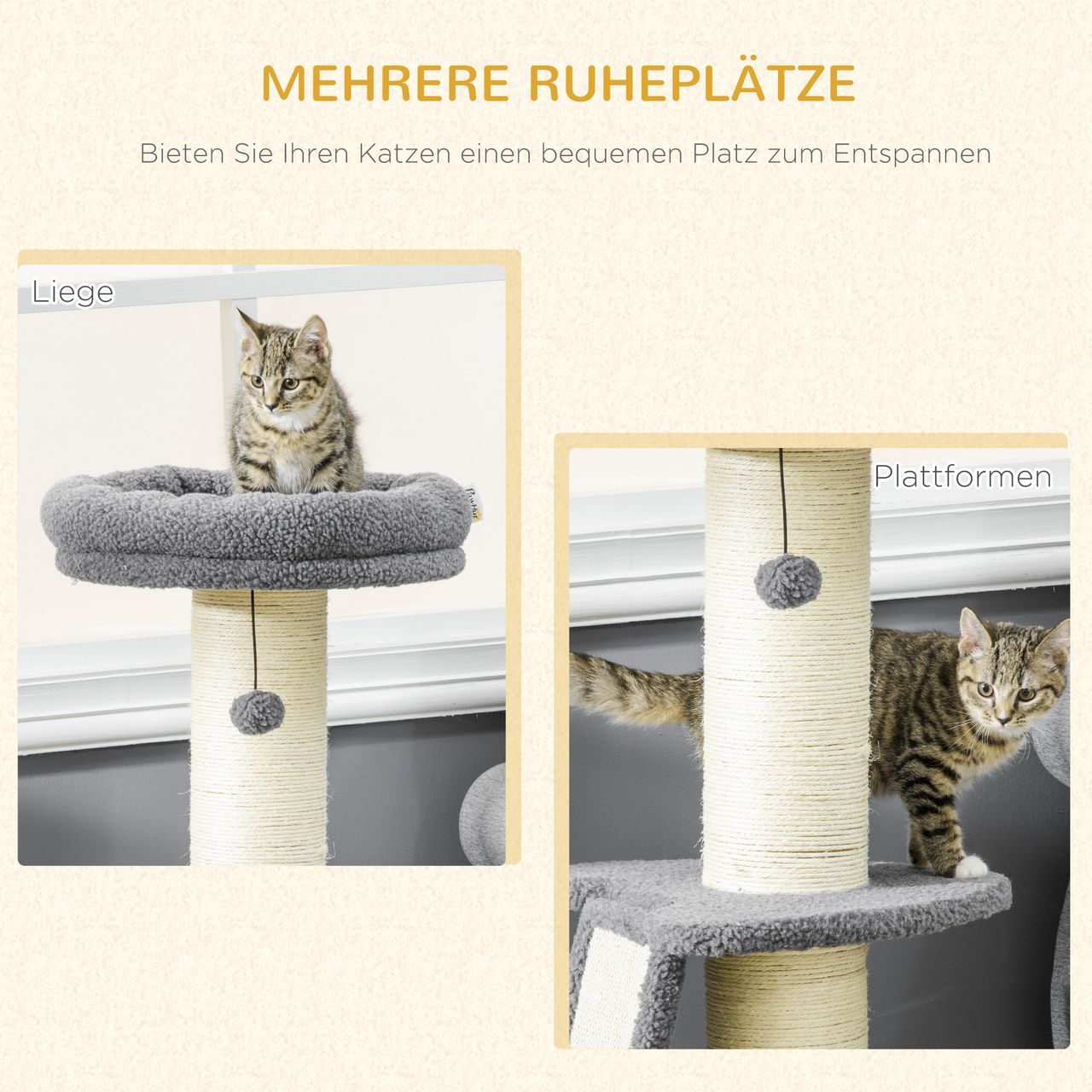 PawHut Kratzbaum 92H cm Kletterbaum mit Kratzbrett Katzenbaum Dunkelgrau