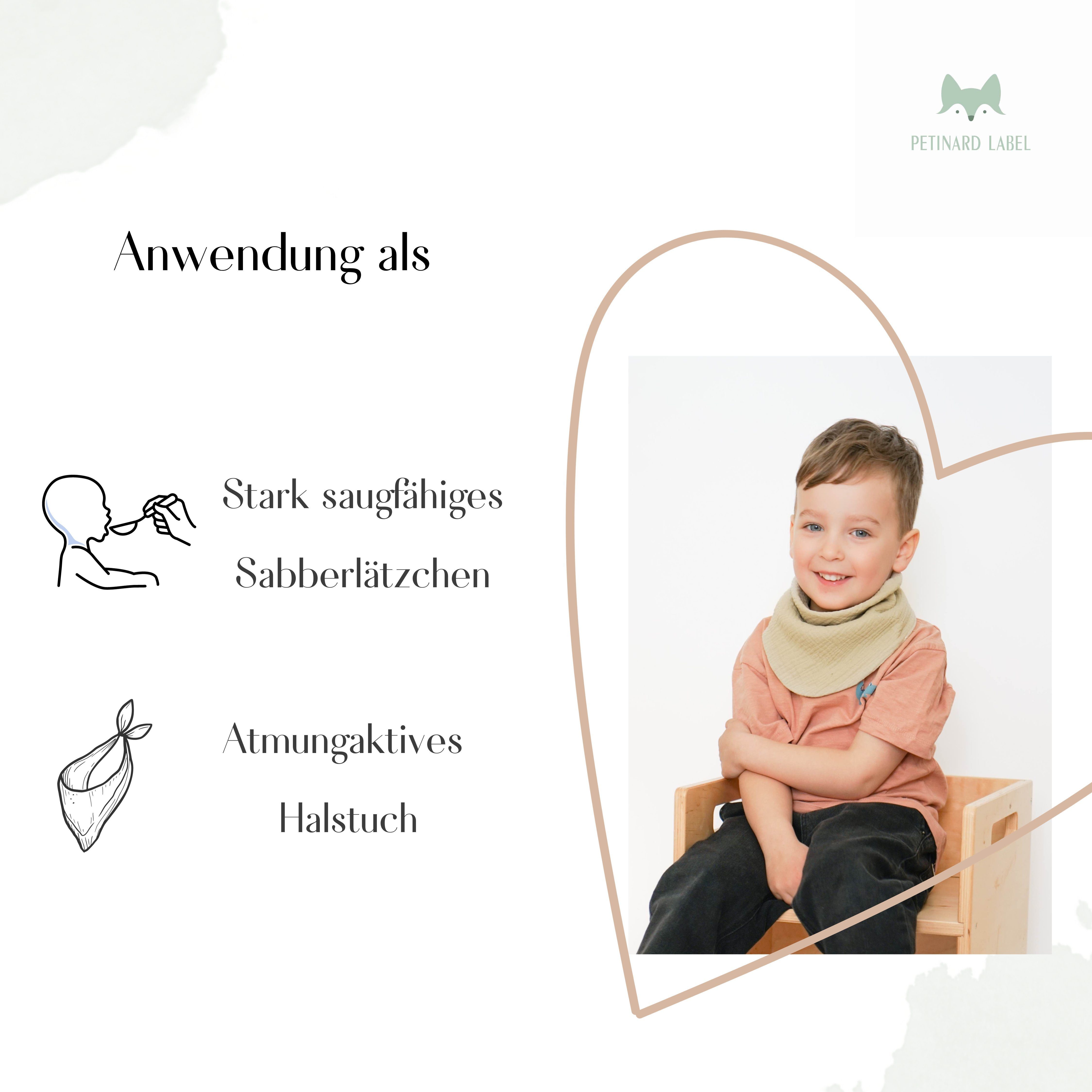Petinard Label Lätzchen Winter-Herbst geeignet dicker Musselin Lätzchen Dreieckstuch Halstuch, (5er Set), Lätzchen für Babys & Kinder (0-3J)
