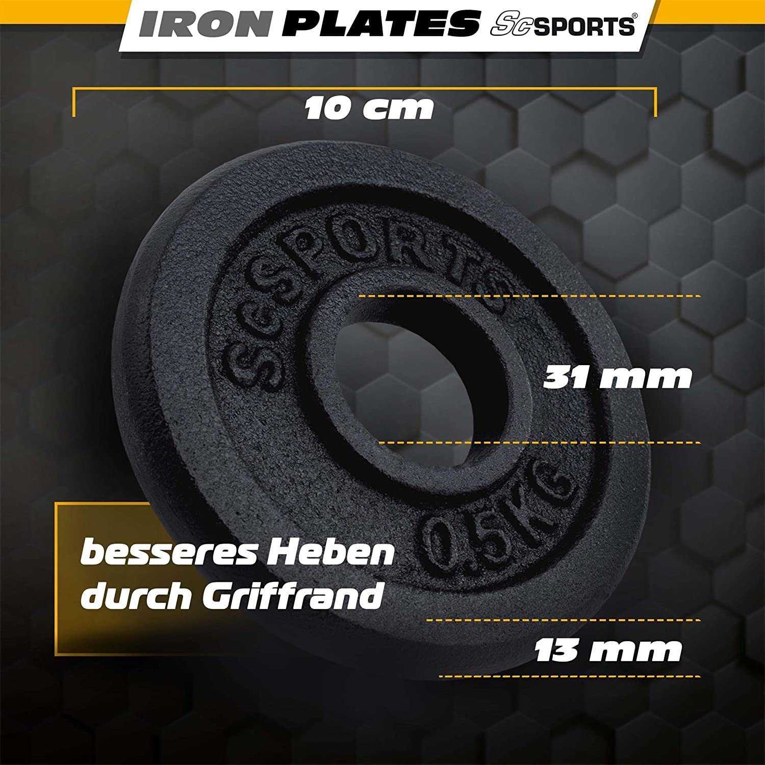 ScSPORTS® Hantelscheiben Set 2 kg Ø 30mm Gusseisen Gewichtsscheiben Gewichte, (10002953-tlg)