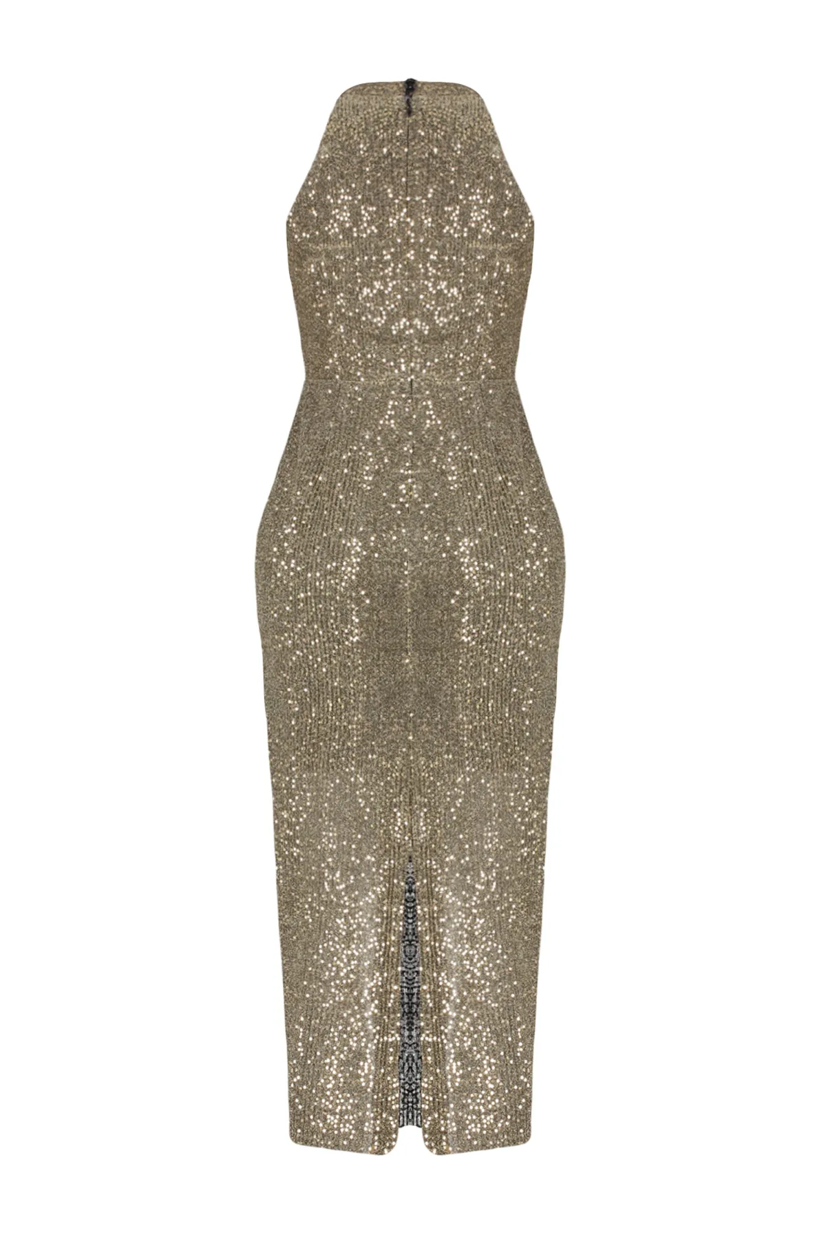 Trendyol Collection  Goldfarbenes, tailliertes, gestricktes, gefüttertes, glitzerndes, elegantes Abendkleid mit Pailletten TPRAW24EL00233