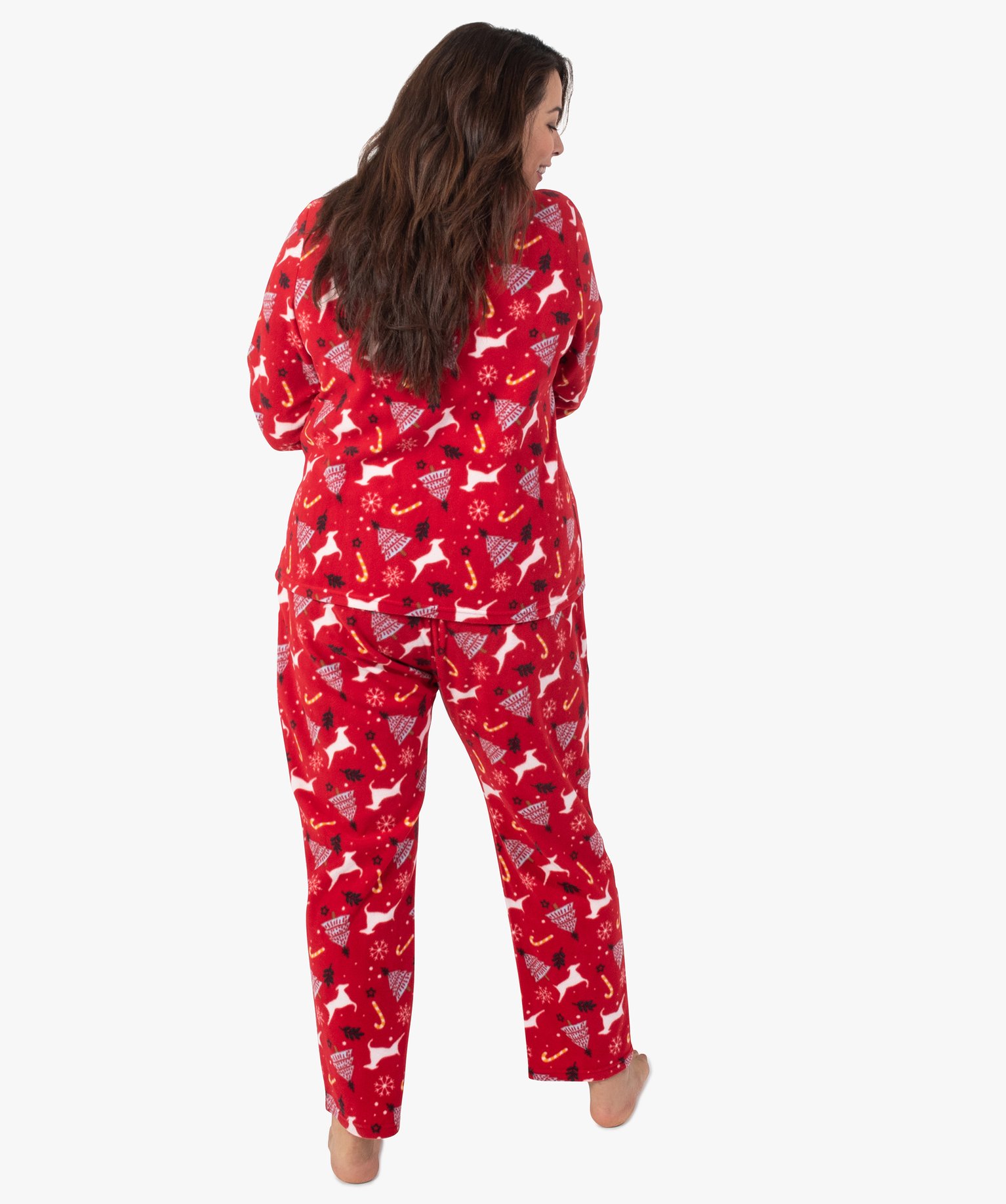 Pyjama femme grande taille en polaire spécial Nol imprime | GEMO