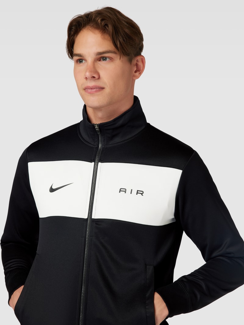 Sweatjacke mit Label-Print in schwarz