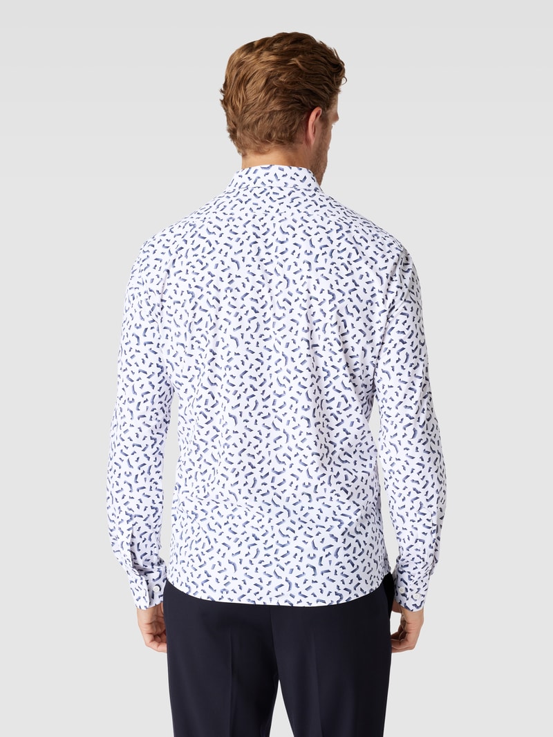 Regular Fit Freizeithemd mit Allover-Muster Modell 'Liam' in weiß