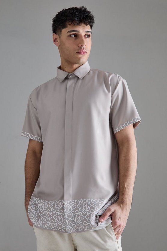 Oversize Twill-Hemd mit Print