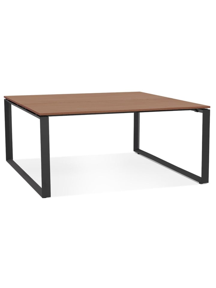 KADIMA DESIGN Schreibtisch 140x140 cm robust Büro Computertisch geräumig in Braun-Schwarz günstig kaufen