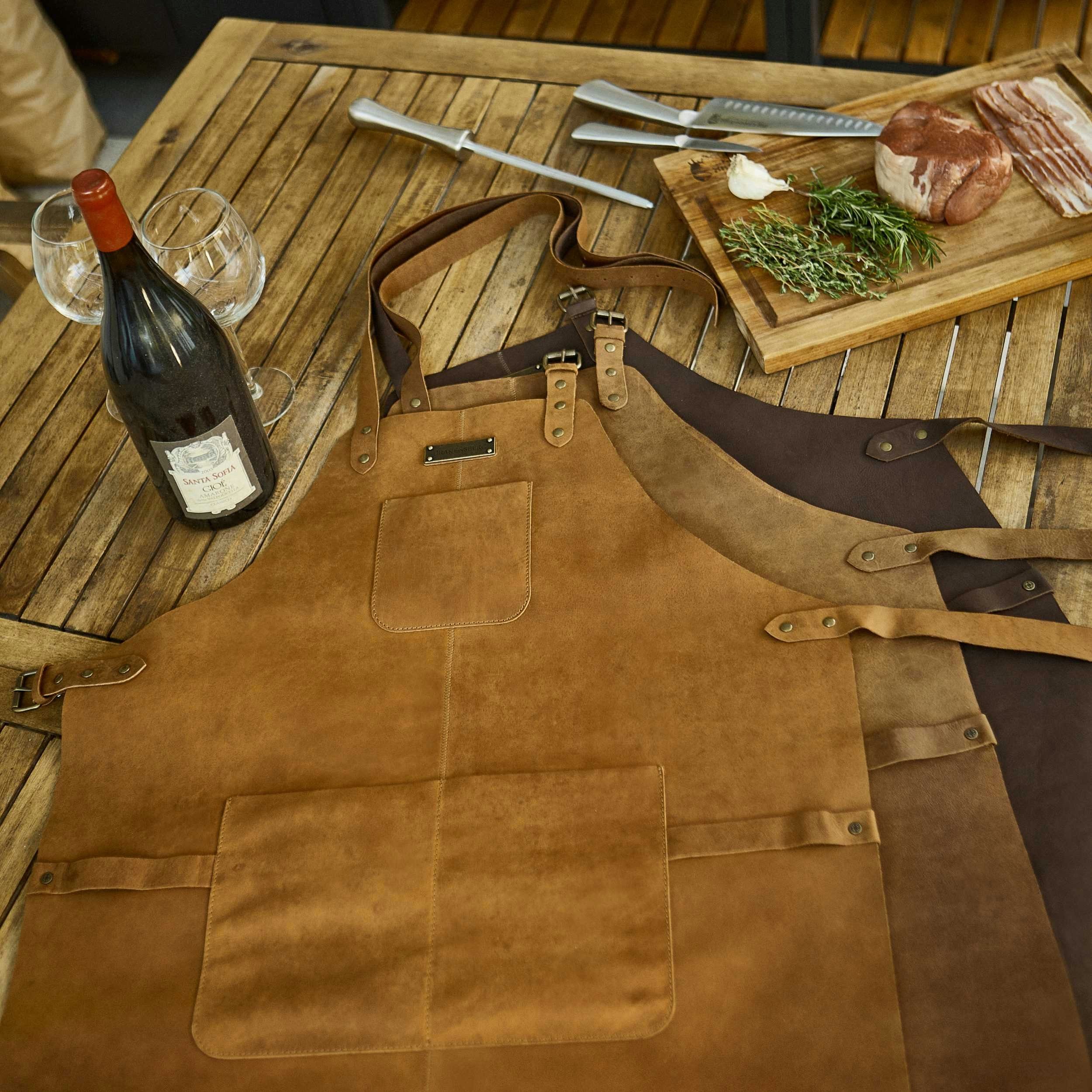 DRAKENSBERG Grillschürze Herren Bob Kaffee-Braun, Premium Leder Koch- und Grillschürze für Männer, strapazierfähig