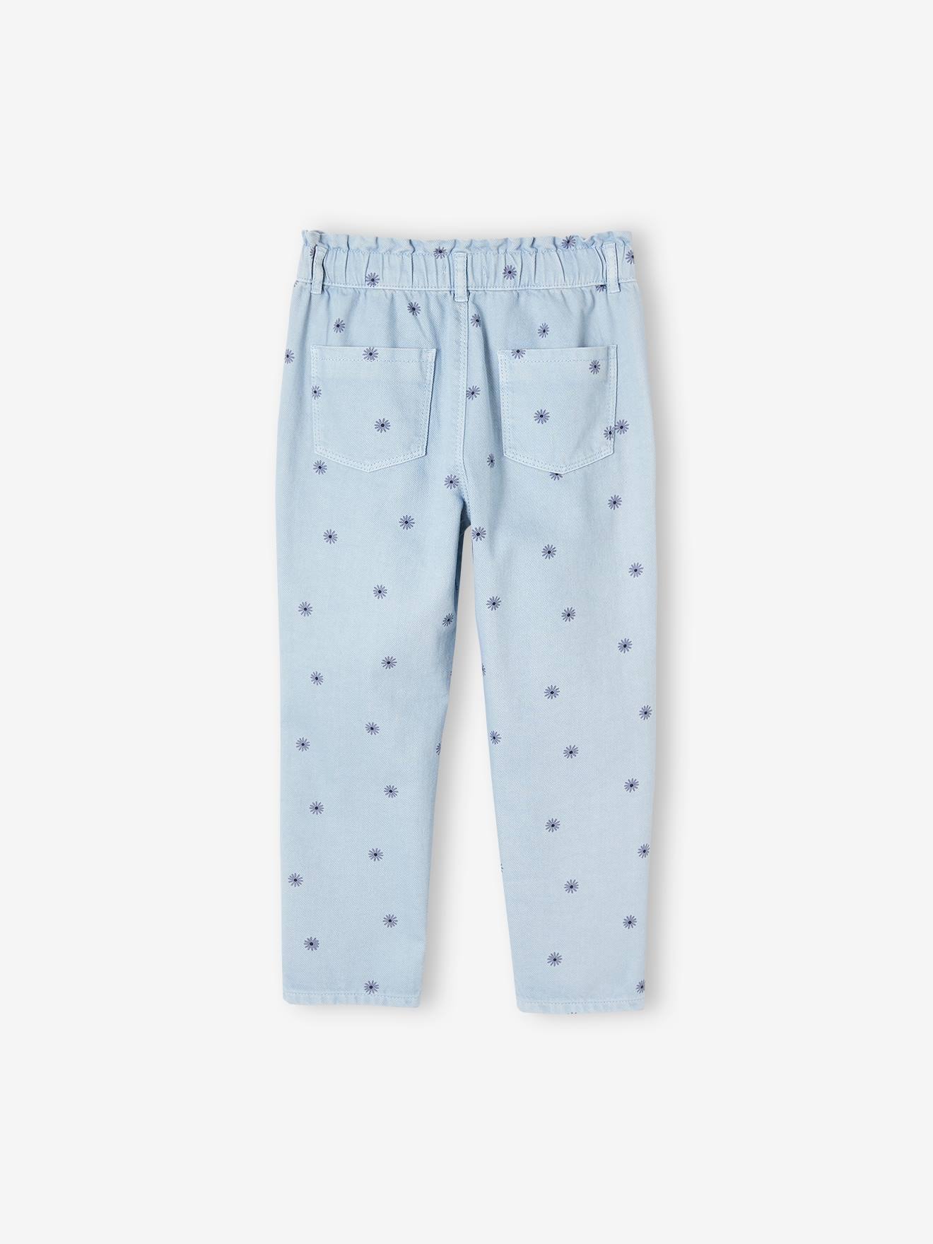 Vertbaudet Mädchen Paperbag-Jeans mit Blumenprint - blau
