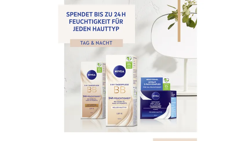 NIVEA 5in1 BB Tagespflege 24h Feuchtigkeit Heller Hauttyp LSF15 50 ml