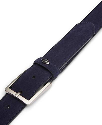 Lottusse Kalbsveloursleder In Marineblau Mit Schnalle