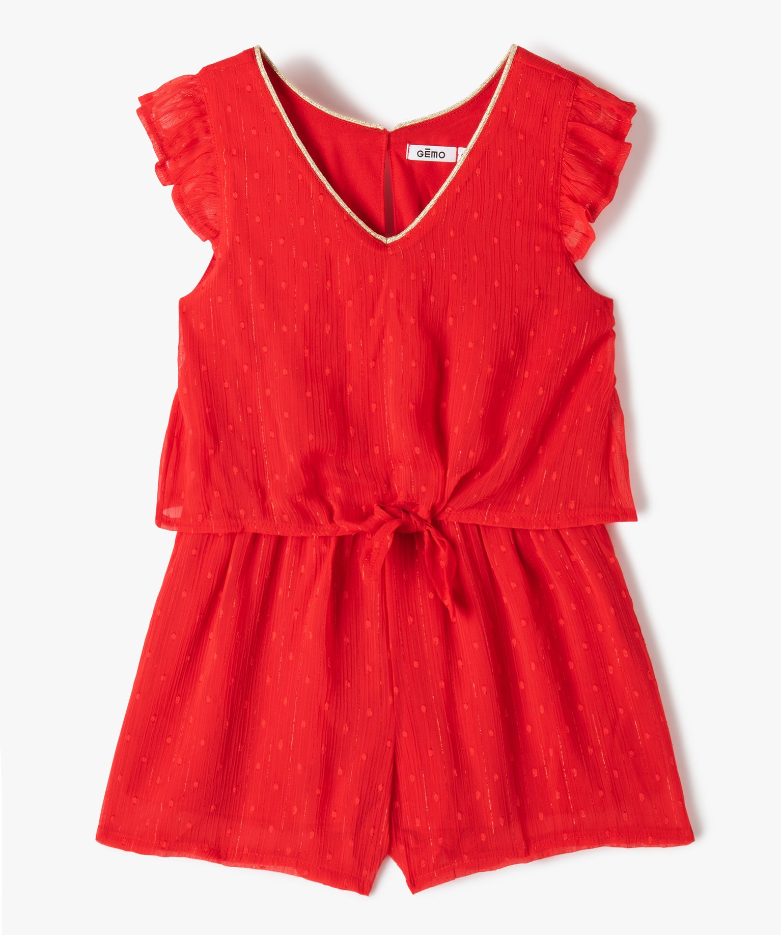 Combishort fille en voile scintillant effet 2-en-1 rouge | GEMO