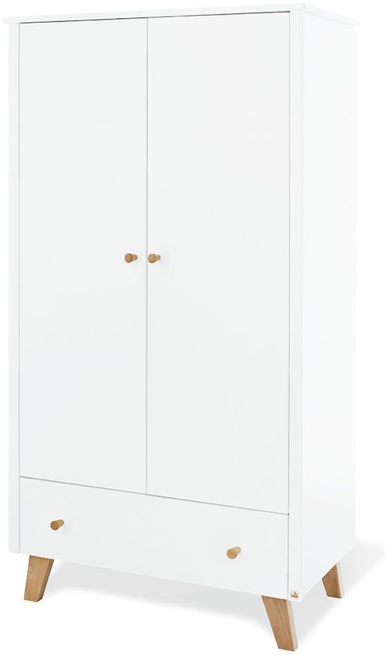 Pinolino® Babyzimmer-Komplettset Pan, (Set, 4-St., Kinderbett, Wickelkommode, Schrank, Wandregal), extrabreit; mit Kinderbett, Wickelkommode, Schrank und Wandregal