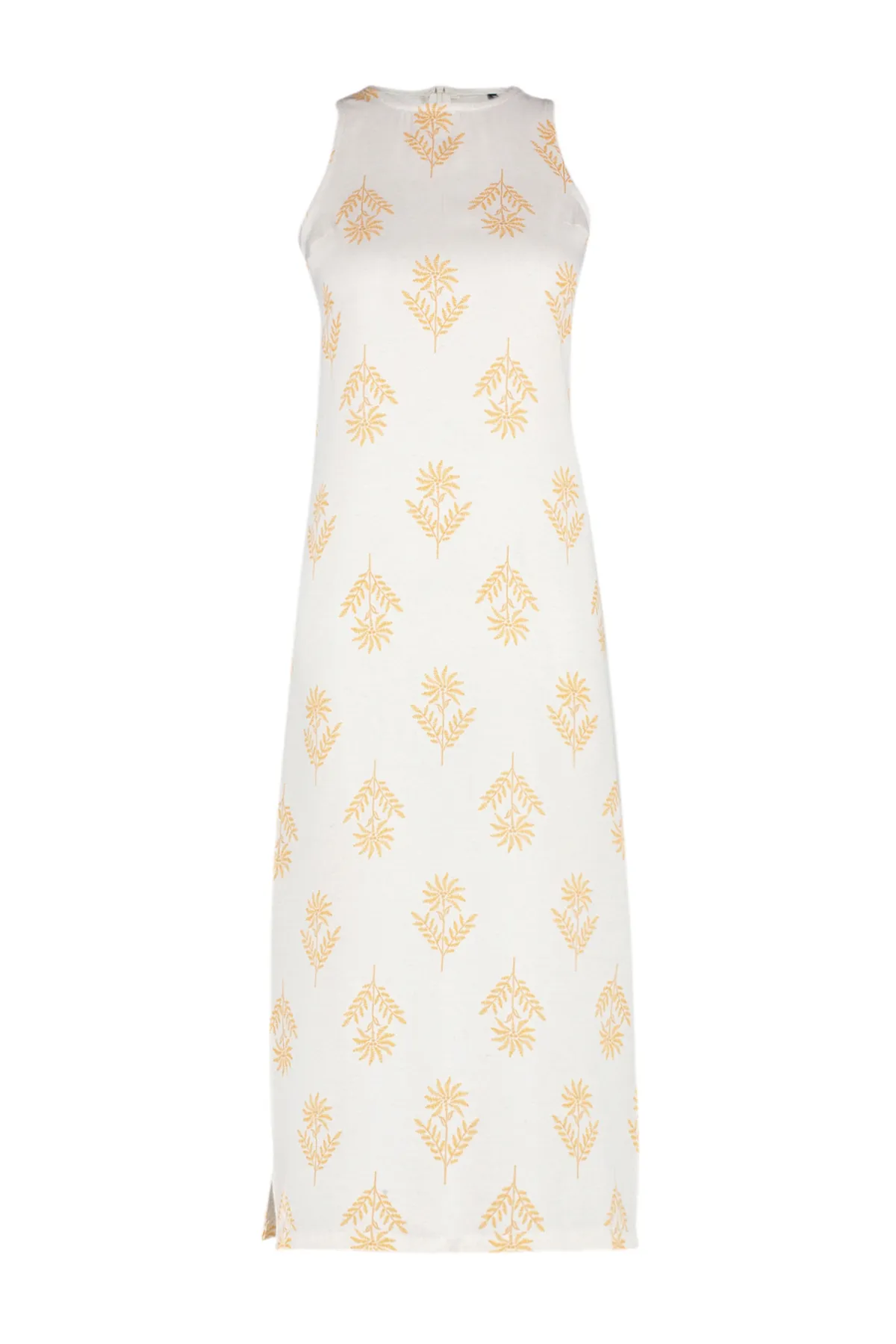 Trendyol Collection  Ecrufarbenes, gerade geschnittenes Midi-Gewebekleid mit ethnischem Muster TWOSS24EL00935