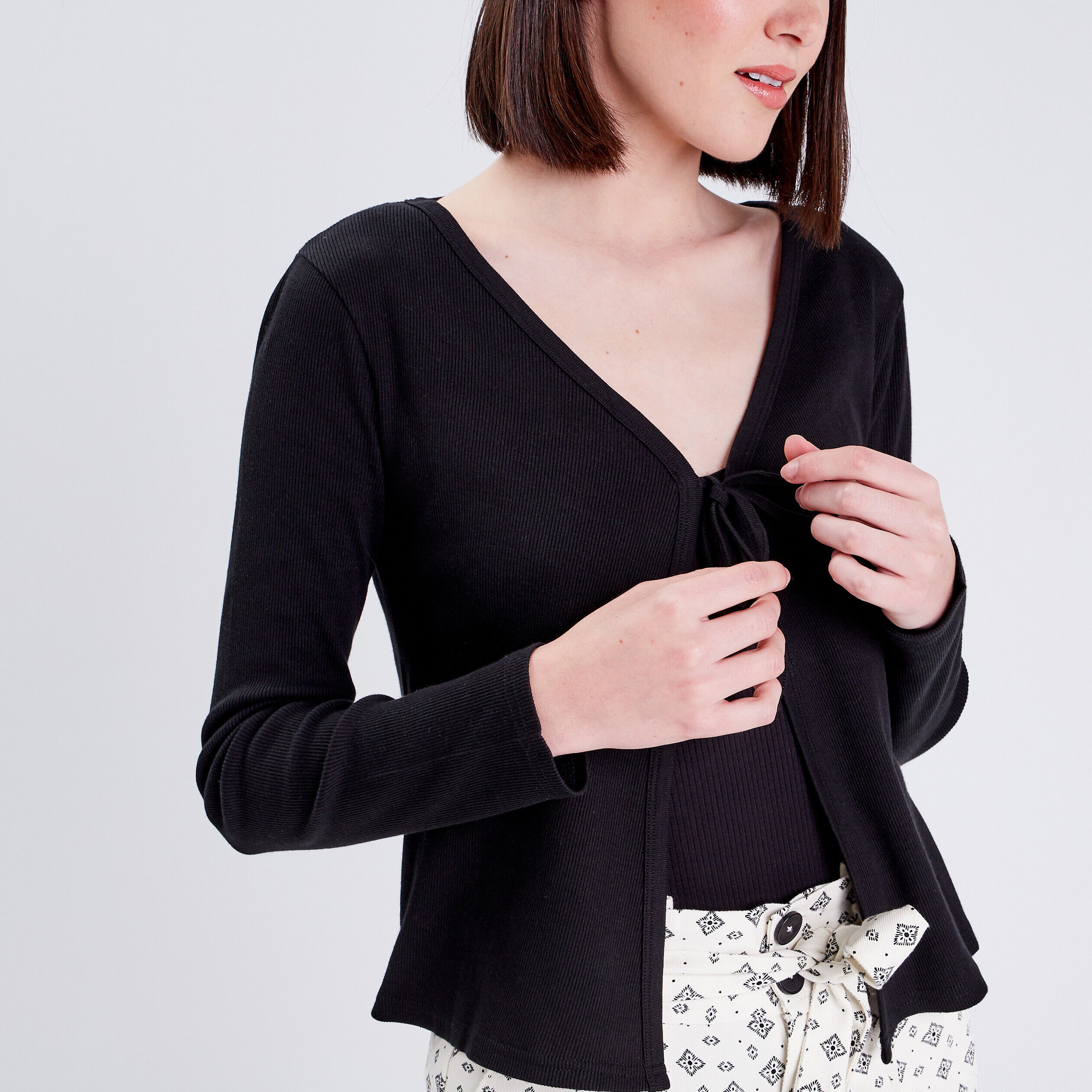 Gilet manches longues noir femme | Cache Cache