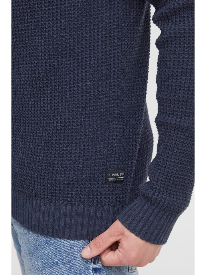 11 Project Strickjacke PRKimmo 21301063-ME  Lässige Strickjacke mit Perlfang in Blau günstig kaufen