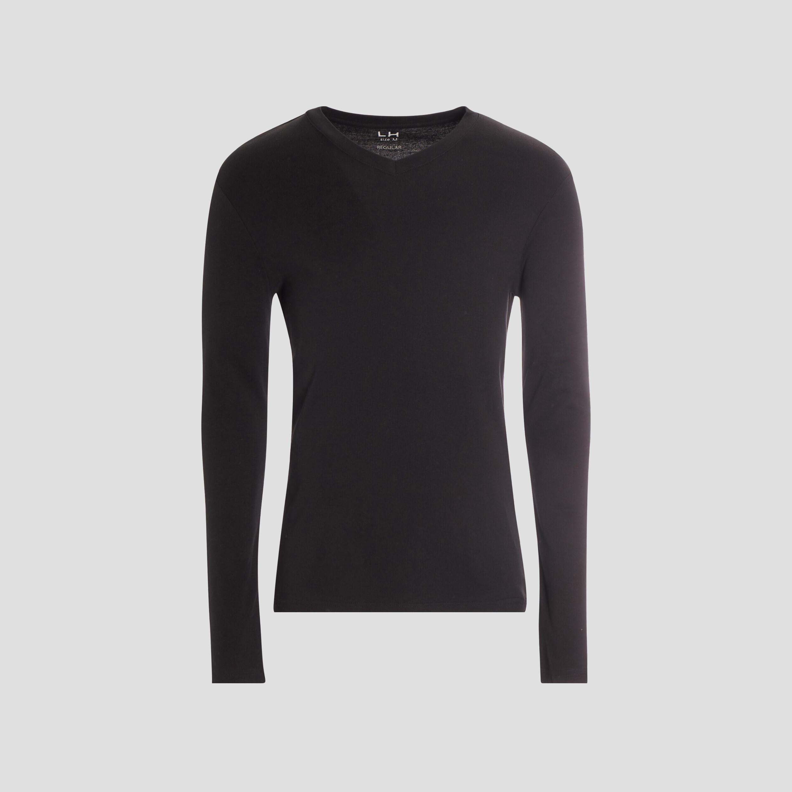 T-shirt manches longues col V noir homme | La Halle