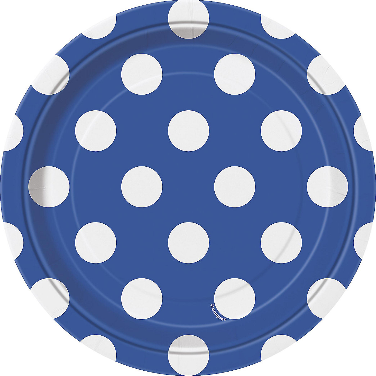 Papp-Partyteller Ø 17,8 cm Punkte Blau Weiss, 8 Stück