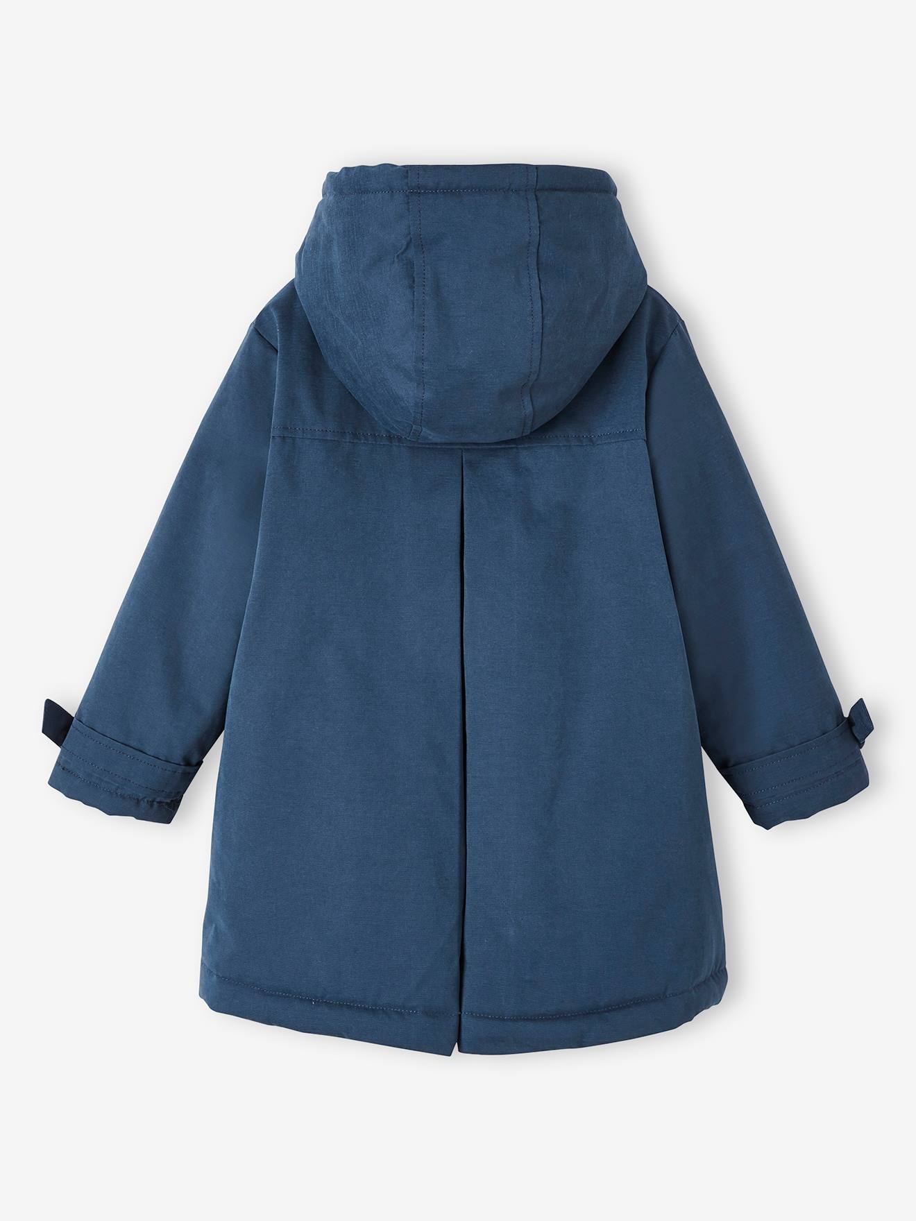 Parka à capuche chic effet peau de pêche fille bois de rose