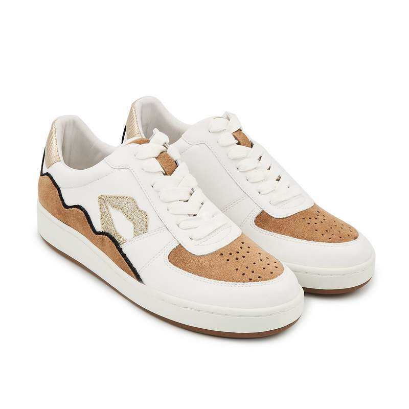Baskets en cuir Loulou blanc gold suede