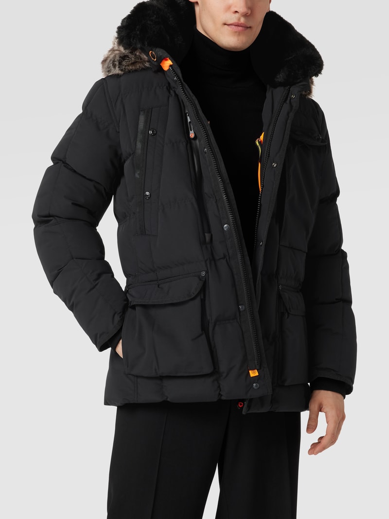 Steppjacke mit Kunstpelzkragen Modell 'MARVELLOUS' in schwarz