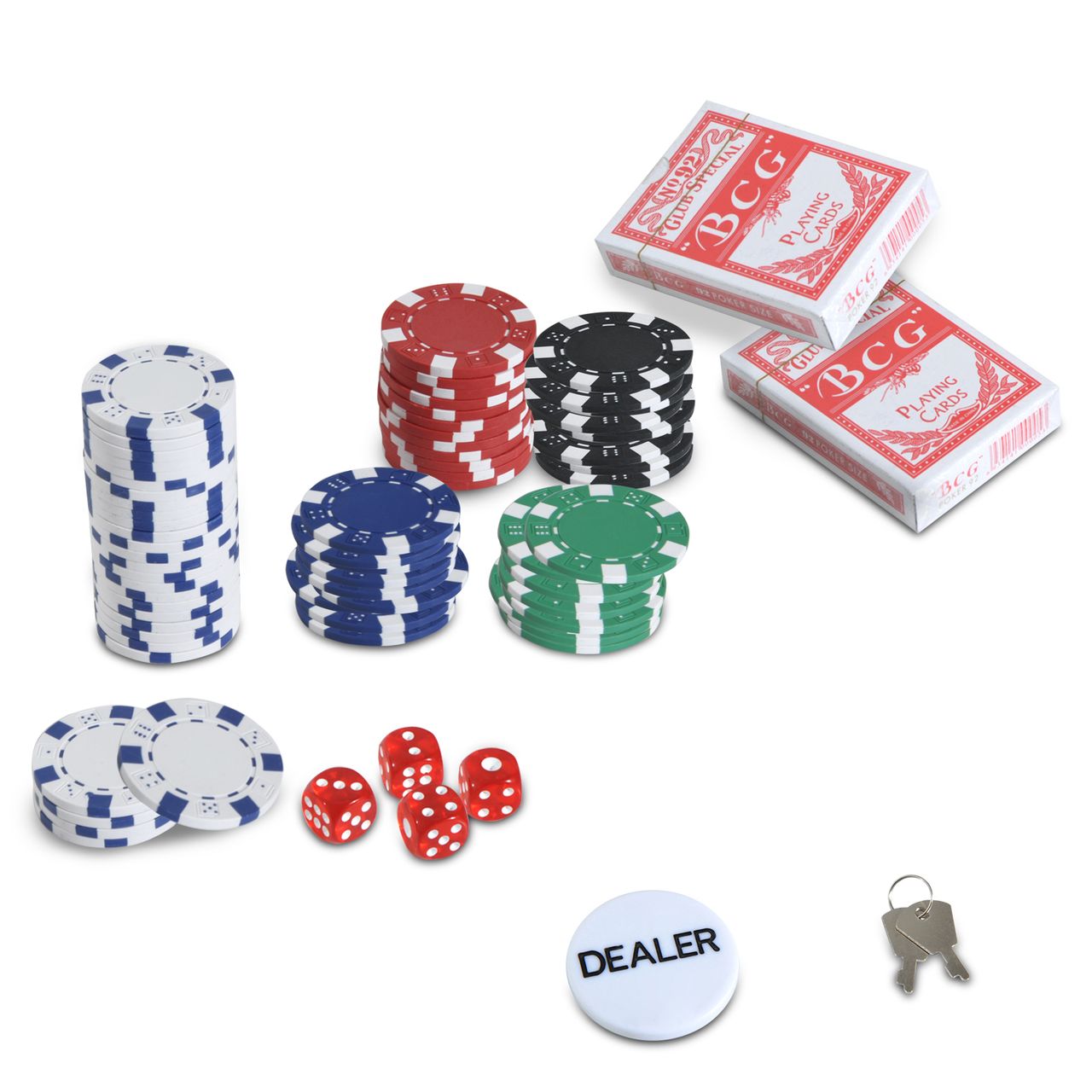HOMCOM Pokerkoffer Pokerset 500 Pokerchips 5 Farben 2 x Kartenspiel 5 x Würfel