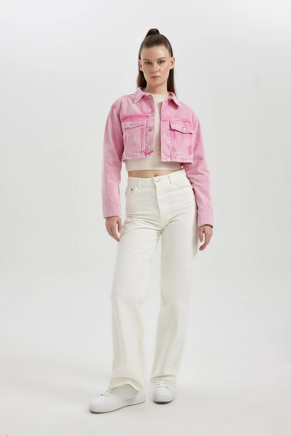 DeFacto  Oversize-Fit-Hemdjacke aus Gabardine in Rosa B4208ax23au