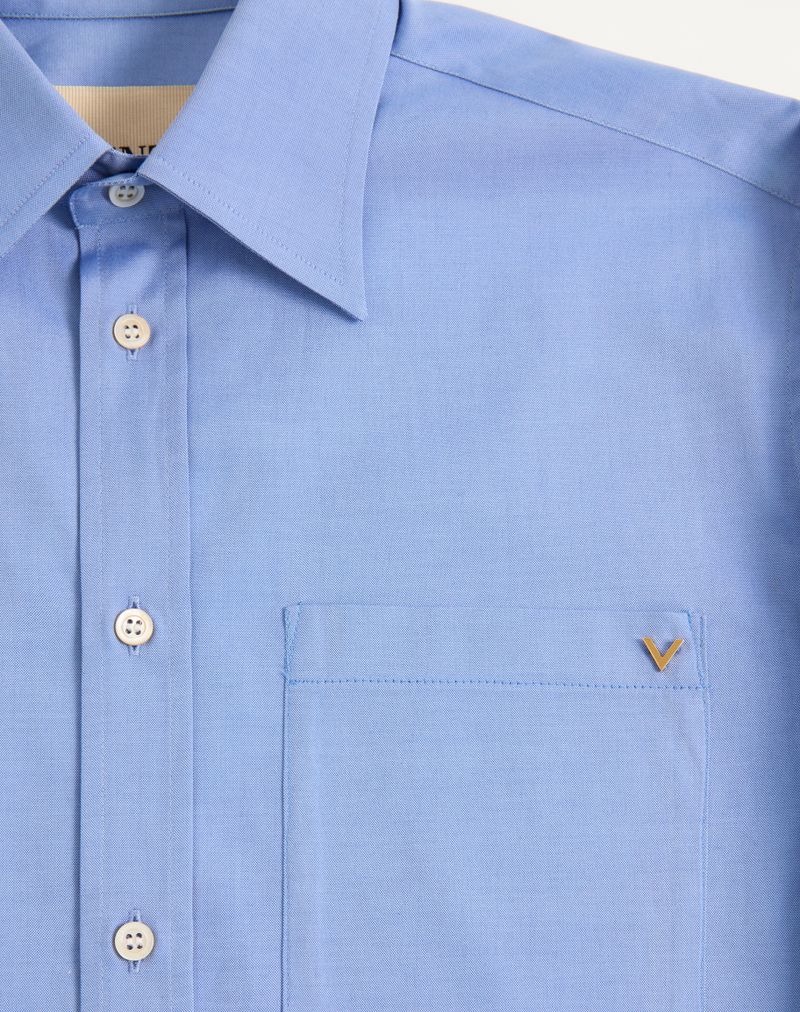 Camisa Oxford de algodão leve Valentino com detalhes dourados