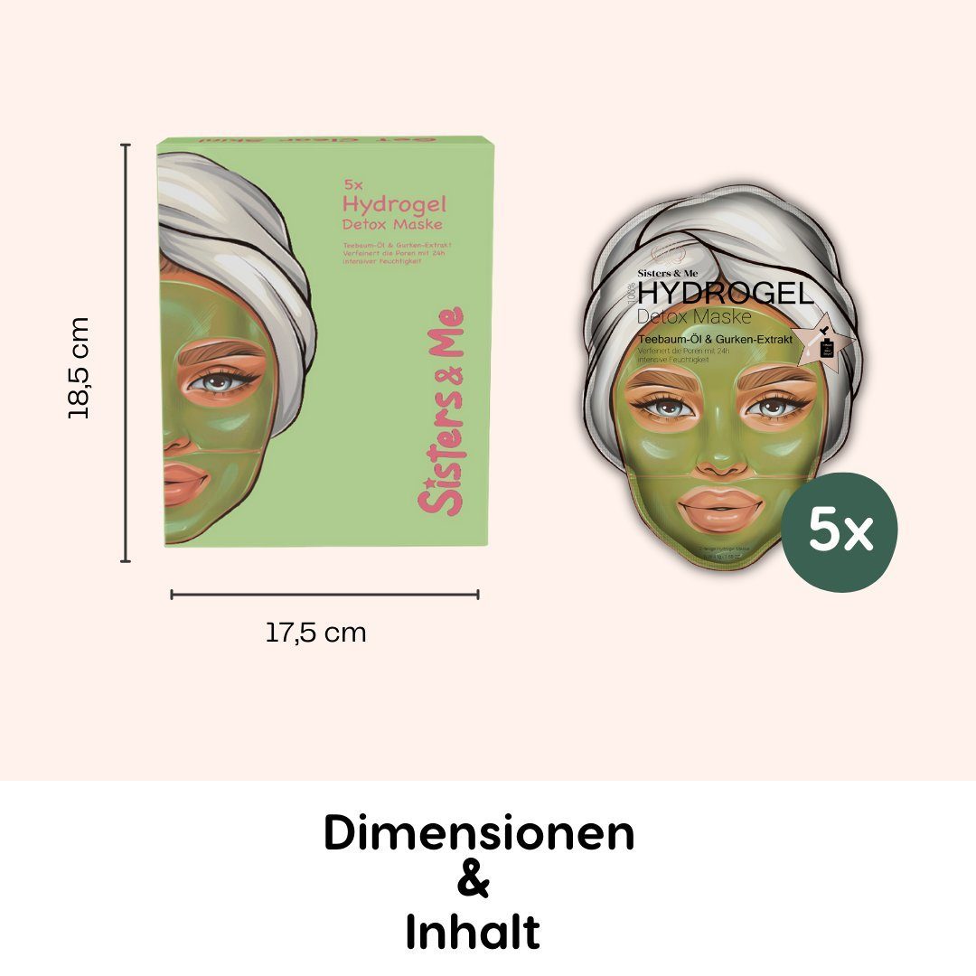 Sisters & Me Gesichtsmaske 5x Sisters & Me Hydrogel Detox Maske, Anti Pickel Masken, 5-tlg.