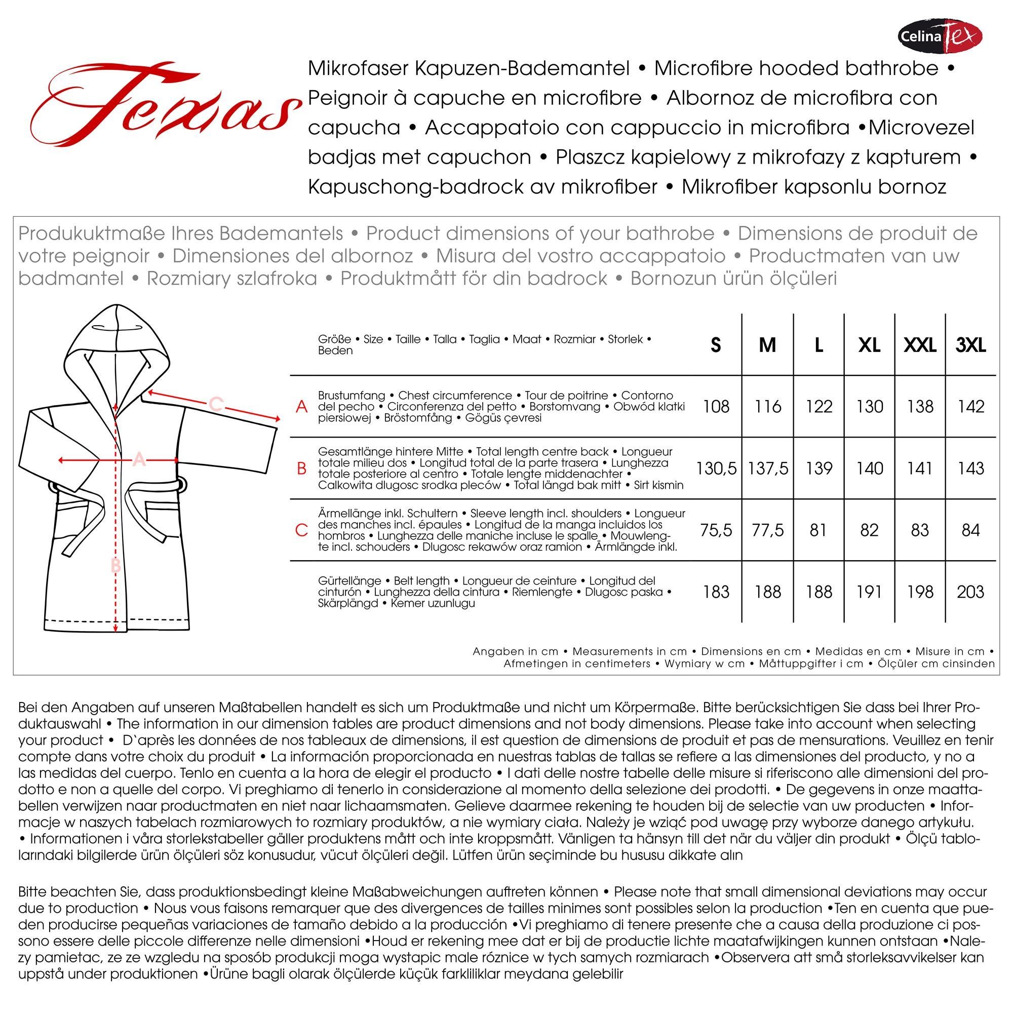 CelinaTex Bademantel Saunamantel Kapuze für Sie&Ihn Texas korallrot/bordeaux Größe L, Polyester