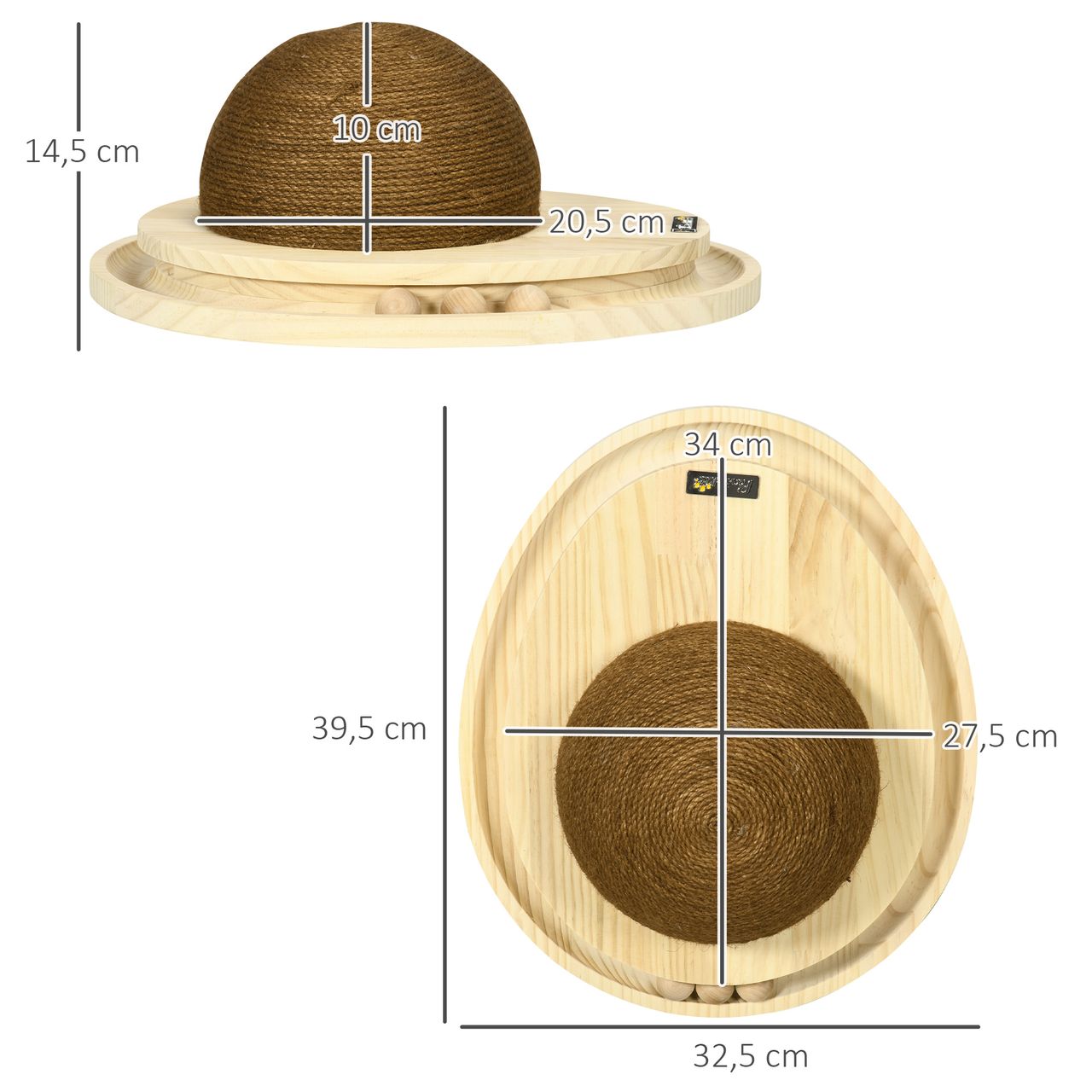 PawHut Interaktives Katzenspielzeug, 2-in-1-Design, Kratzspielzeug, Kiefernholz