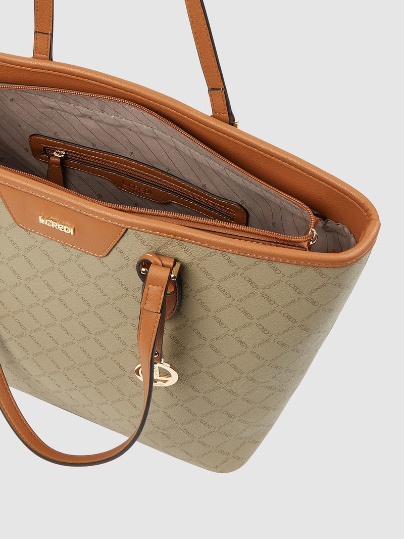 Shopper mit Logo-Muster in taupe
