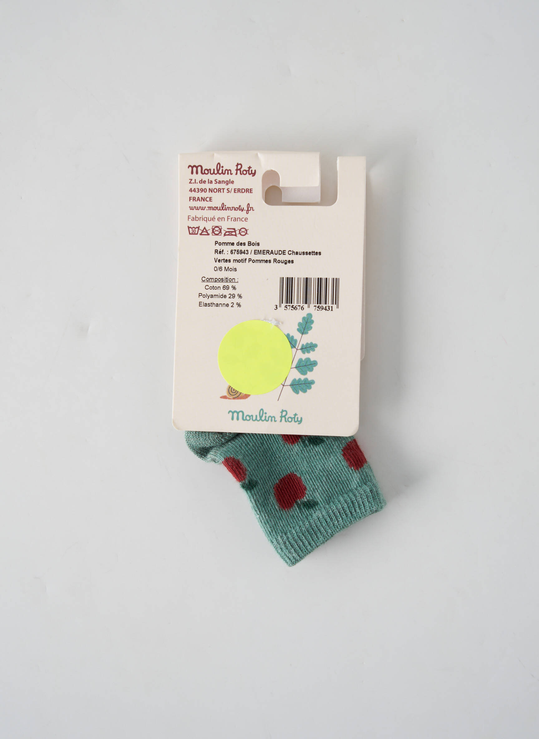 Moulin Roty Chaussette Fille couleur vert